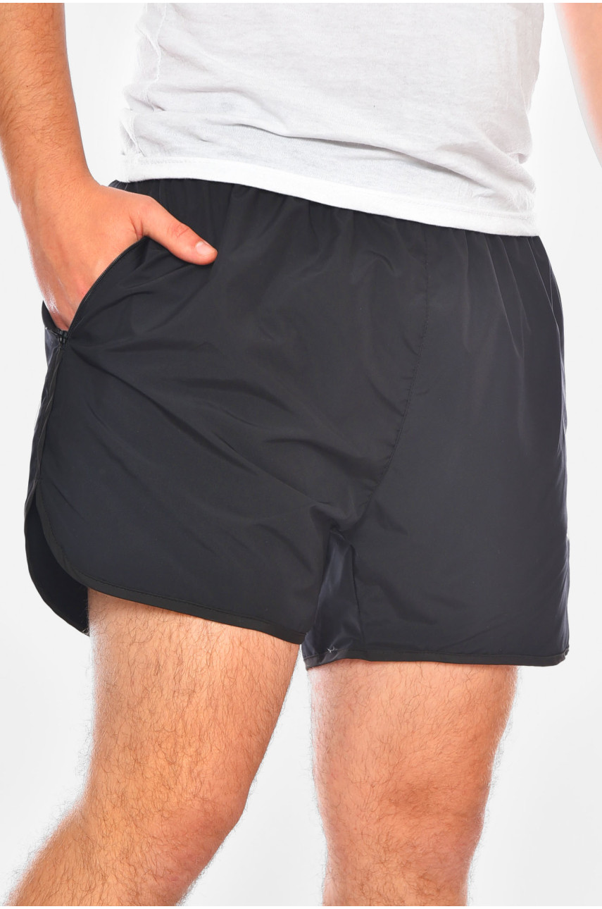 Шорти чоловічі однотонні чорного кольору 2001 200219 Шорти чоловічі однотонні чорного кольору 2001 200219