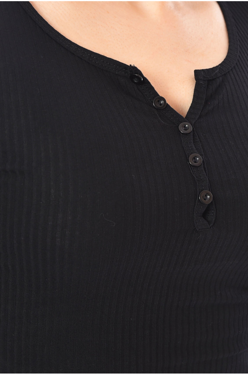 Футболка женская однотонная черного цвета 200231