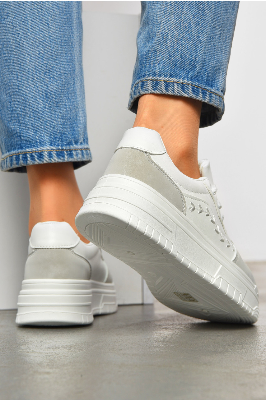 Кроссовки женские белого цвета с серыми вставками 959-1 200244 Кроссовки женские белого цвета с серыми вставками 959-1 200244