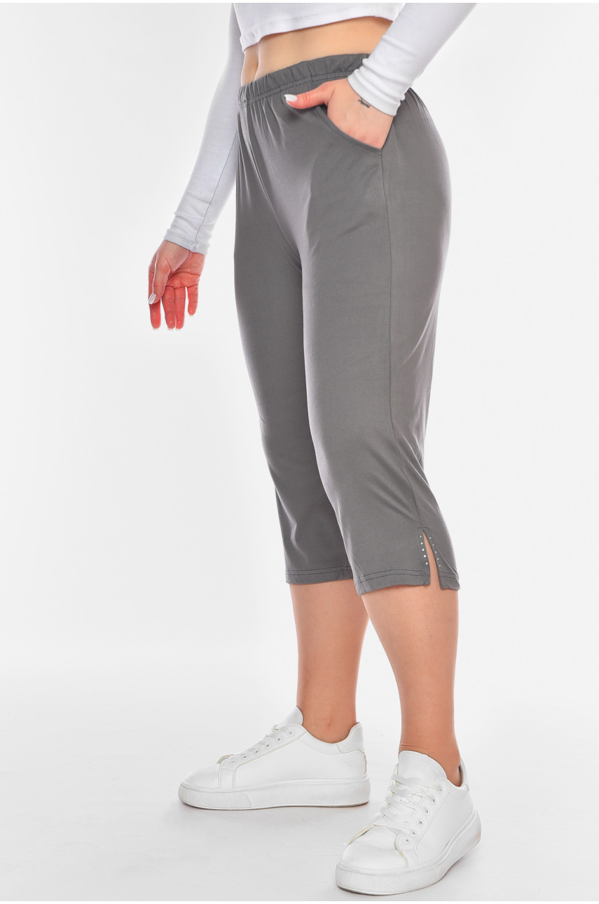 Бриджи женские полубатальные серого цвета 7172 200269