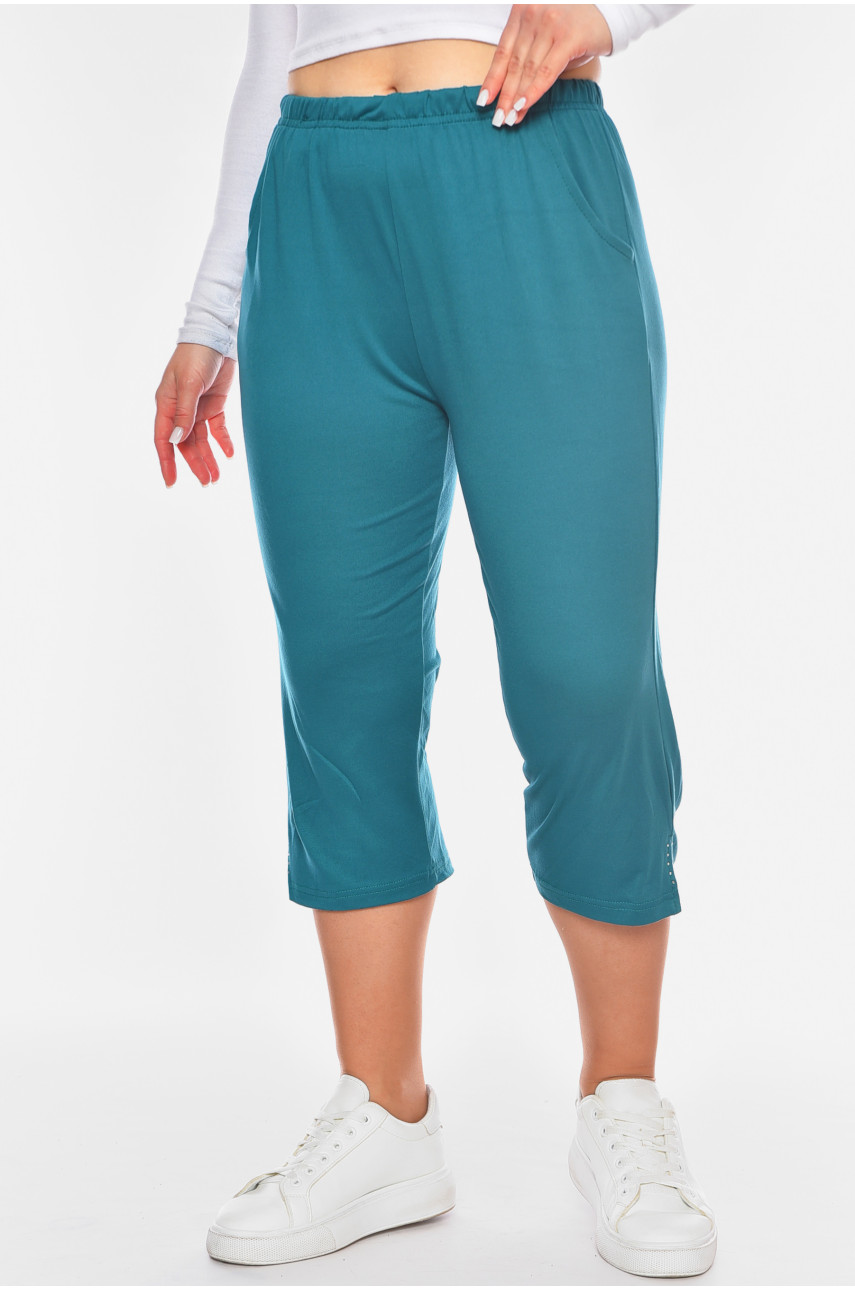 Бриджи женские полубатальные зеленого цвета 7172 200271