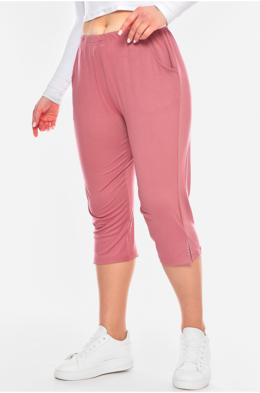 Бриджи женские полубатальные розового цвета 7172 200277