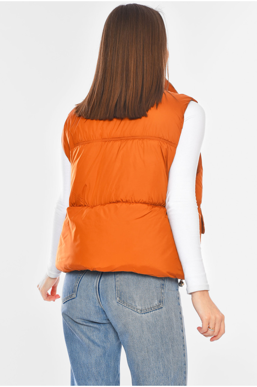 Жилетка жіноча однотонна помаранчевого кольору 816 200304