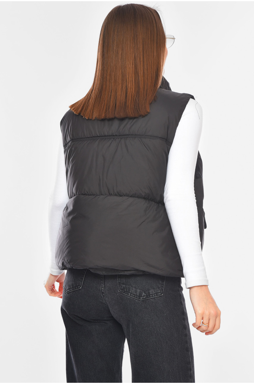 Жилетка женская однотонная черного цвета 816 200305