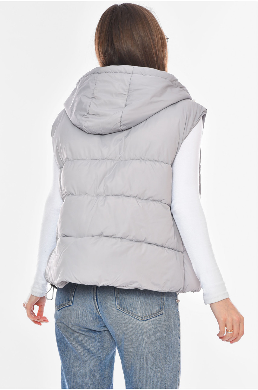 Жилетка женская однотонная серого цвета 2435 200310