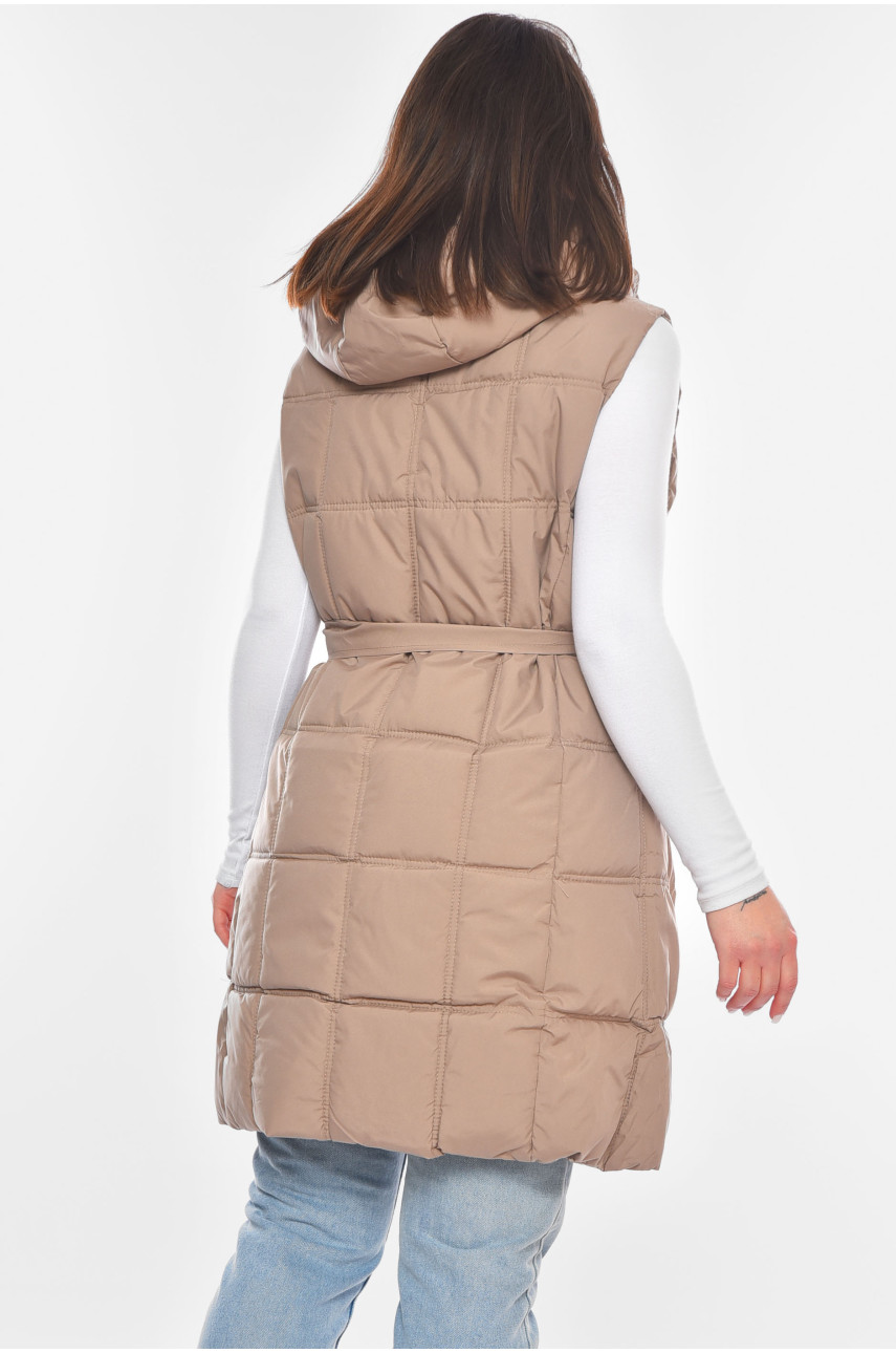 Жилетка женская батальная тёмно-бежевого цвета 8891 200315 Жилетка женская батальная тёмно-бежевого цвета 8891 200315