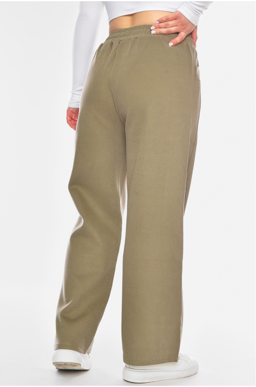 Штаны женские однотонные оливкового цвета 9654-2 200346