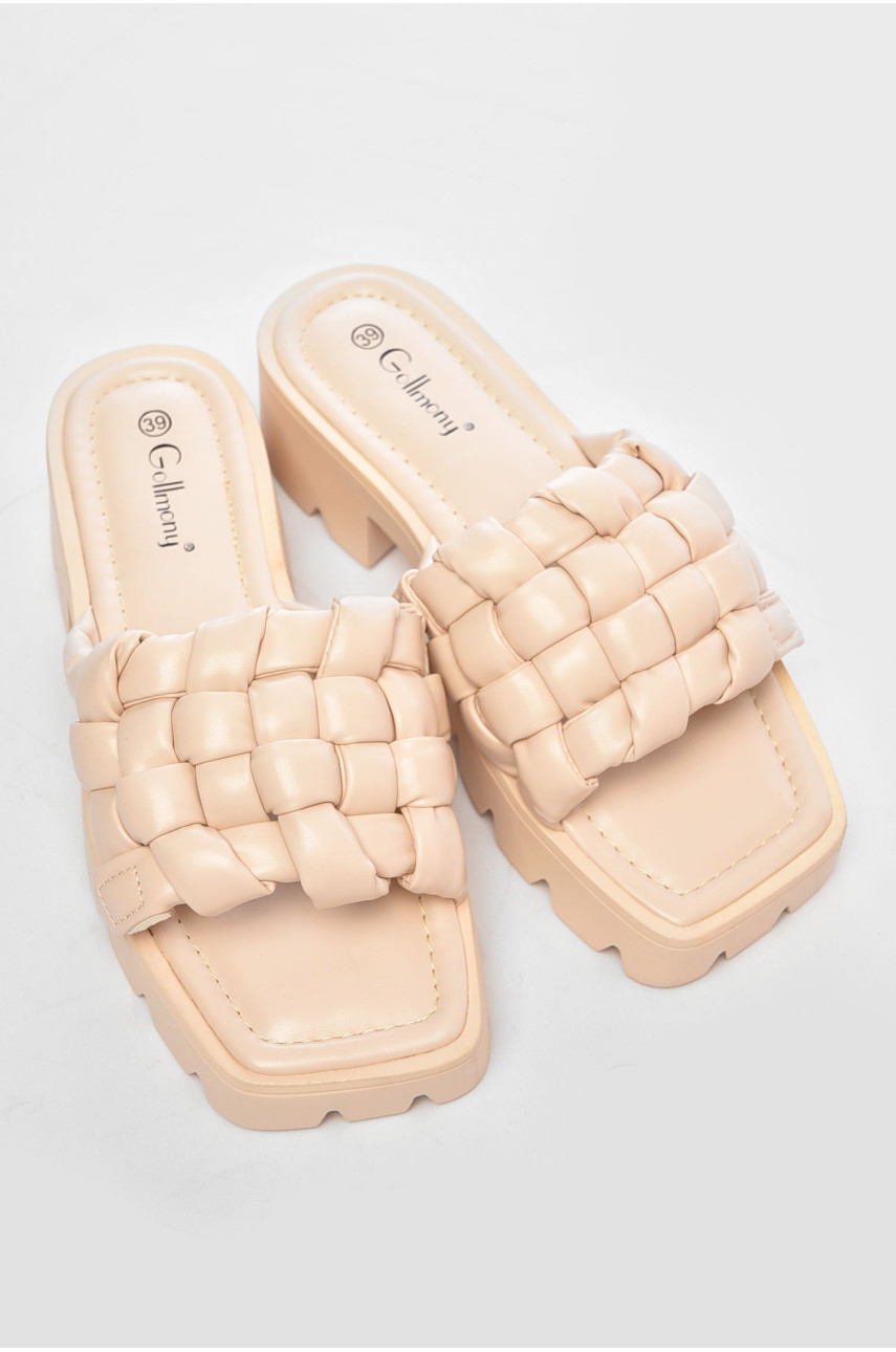 Шльопанці жіночі світло-бежевого кольору 9006-3 200367