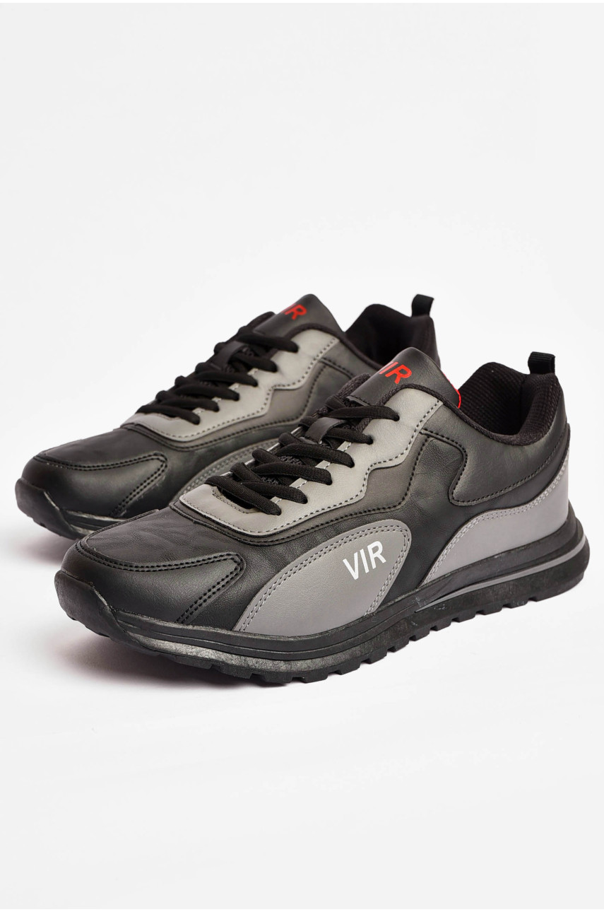 Кроссовки мужские черно-серого цвета на шнуровке 8956А-2 200414