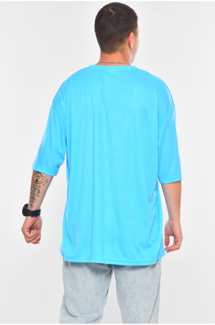 Футболка мужская батальная голубого цвета 5F-573-22 200449