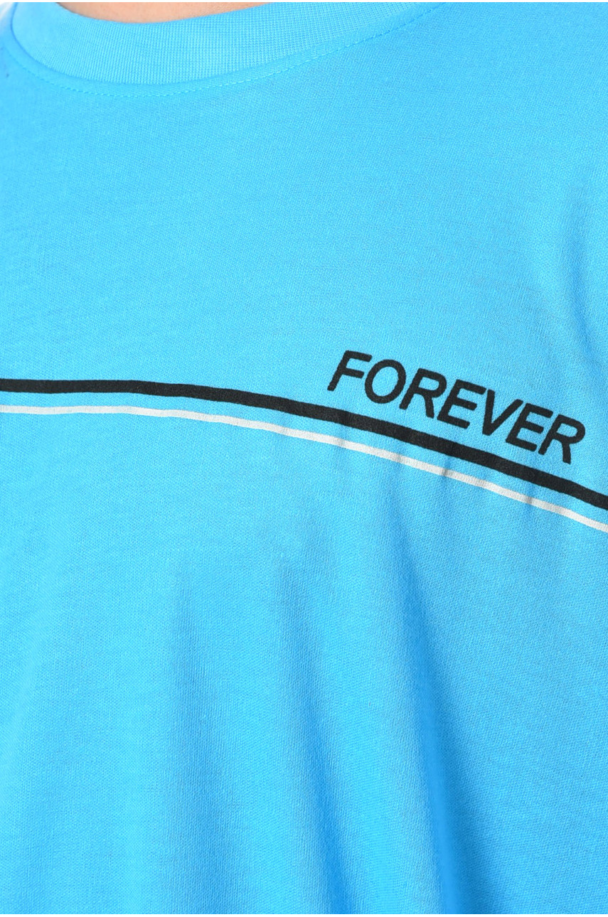 Футболка мужская батальная голубого цвета 5F-573-22 200449