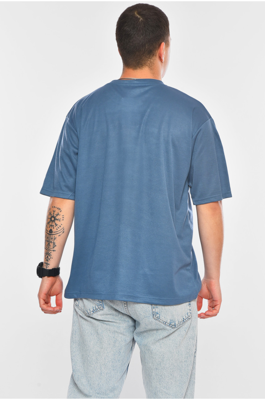 Футболка чоловіча батальна темно-синього кольору 5F-573-22 200450 Футболка чоловіча батальна темно-синього кольору 5F-573-22 200450