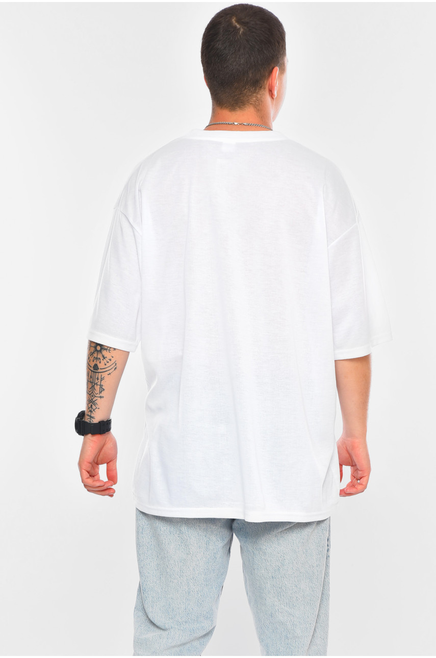 Футболка чоловіча батальна білого кольору 5F-573-22 200451 Футболка чоловіча батальна білого кольору 5F-573-22 200451