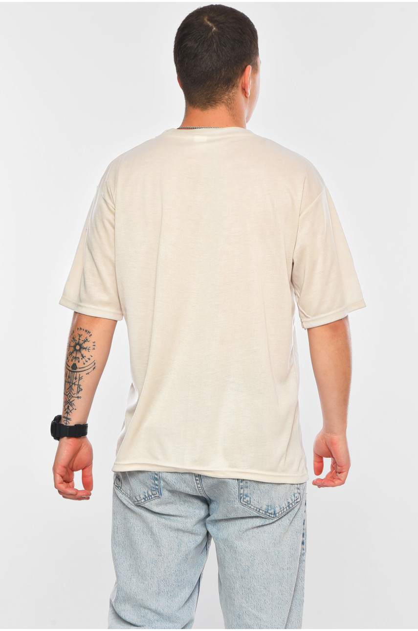 Футболка мужская батальная бежевого цвета 5F-573-22 200456