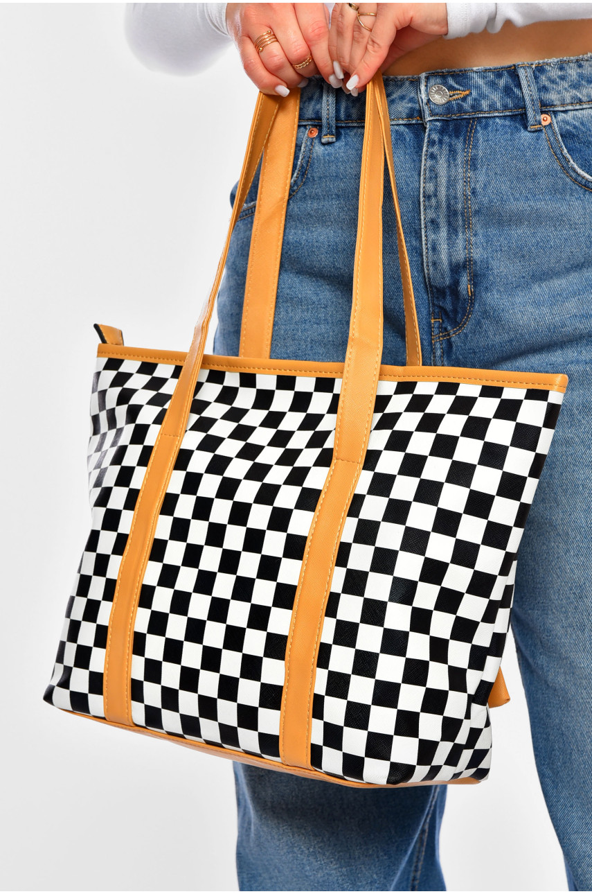 Сумка женская из экокожи черного цвета с принтом 801 200511