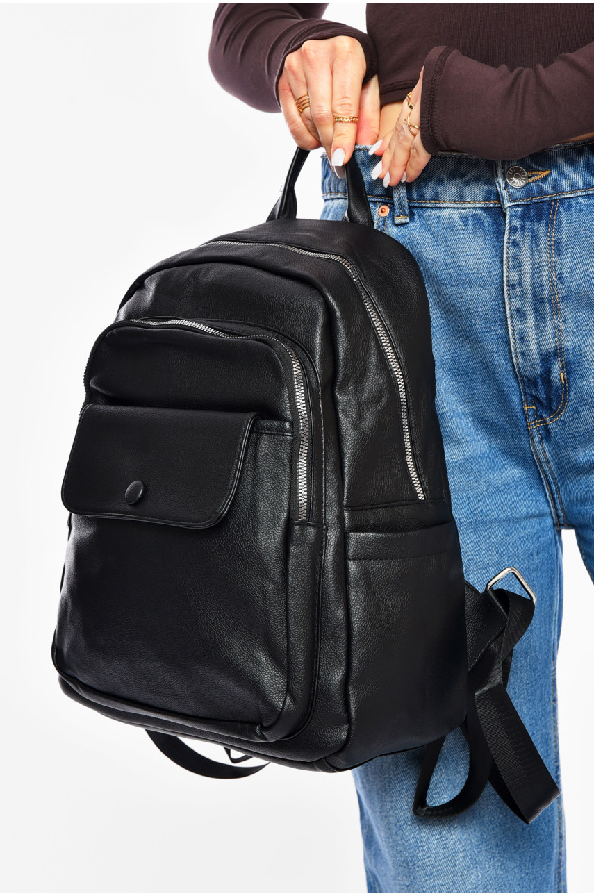 Рюкзак женский из экокожи черного цвета 8080-21 200535