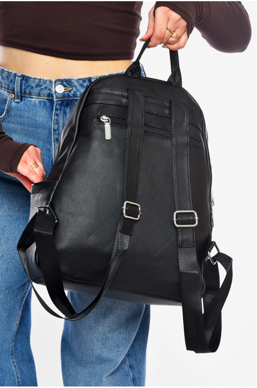 Рюкзак женский из экокожи черного цвета 8080-21 200535