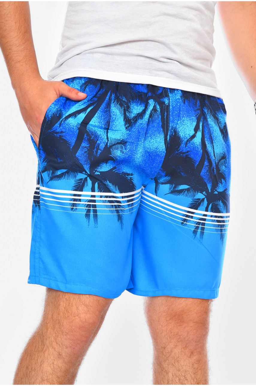 Шорти чоловічі синього кольору з принтом 0001 200587 Шорти чоловічі синього кольору з принтом 0001 200587
