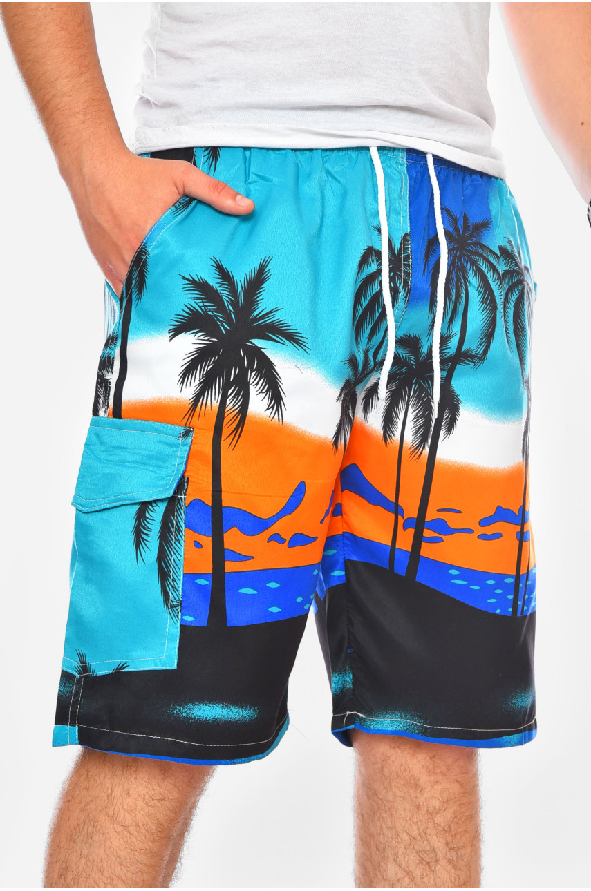 Шорты мужские голубого цвета с принтом 0012 200590 Шорты мужские голубого цвета с принтом 0012 200590