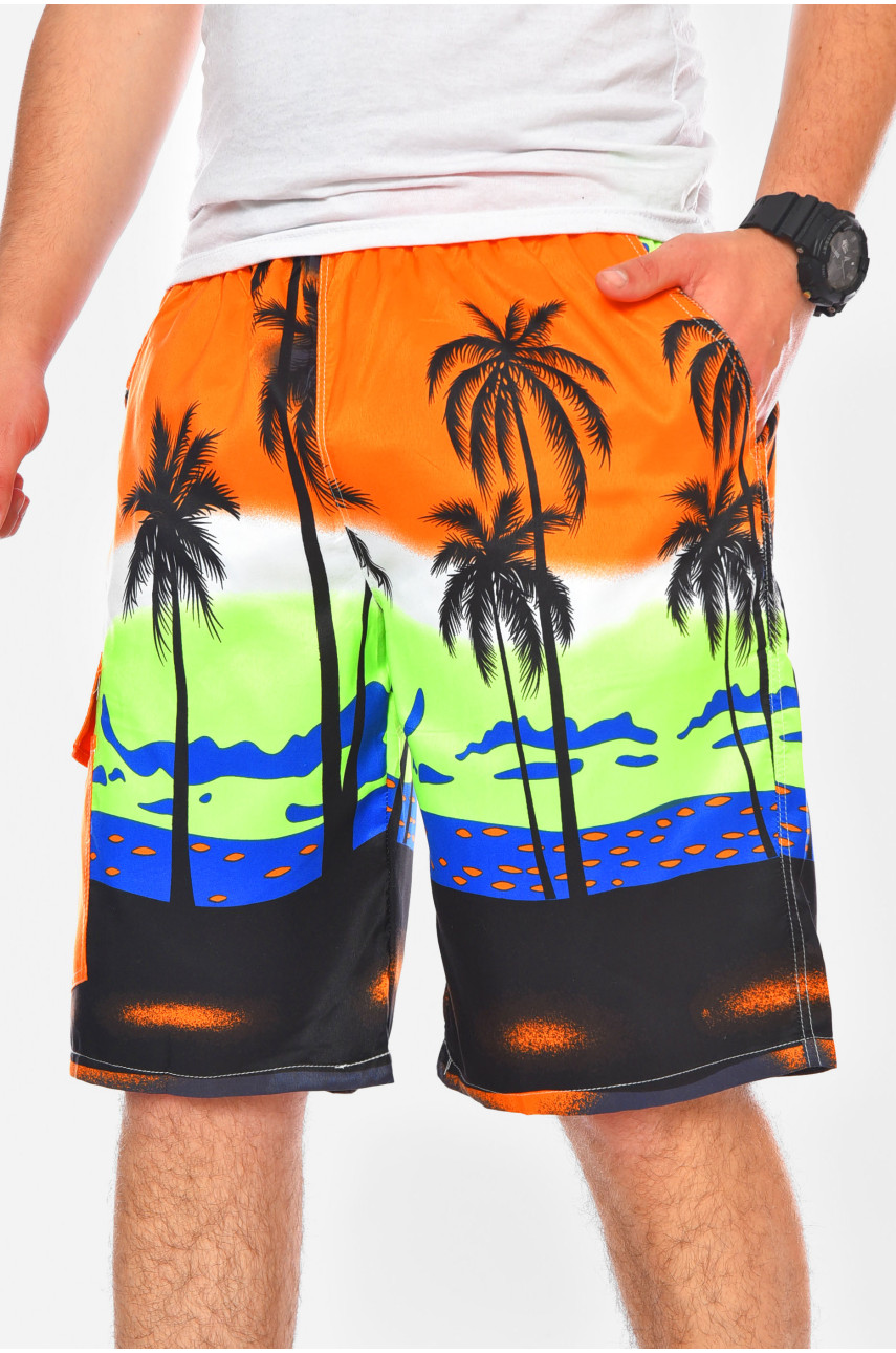 Шорти чоловічі помаранчевого кольору з принтом 0012 200591