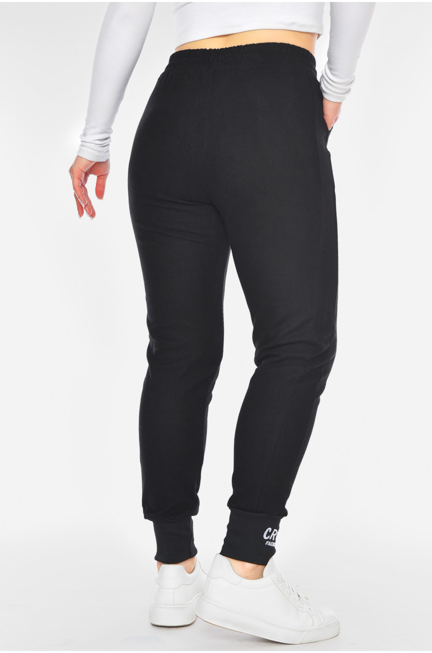 Штаны женские однотонные черного цвета 906 200613