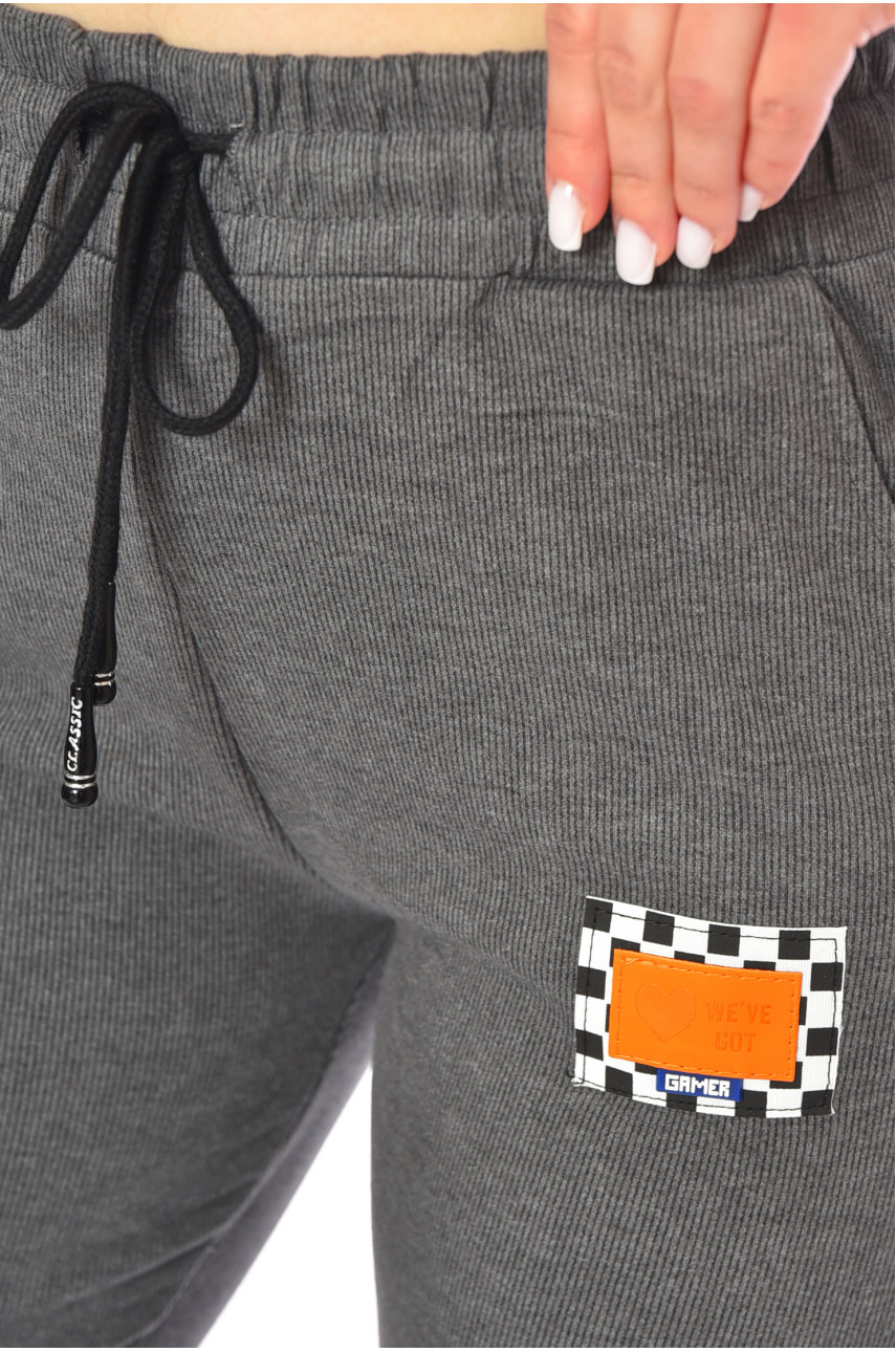 Штаны женские однотонные серого цвета 906 200633 Штаны женские однотонные серого цвета 906 200633