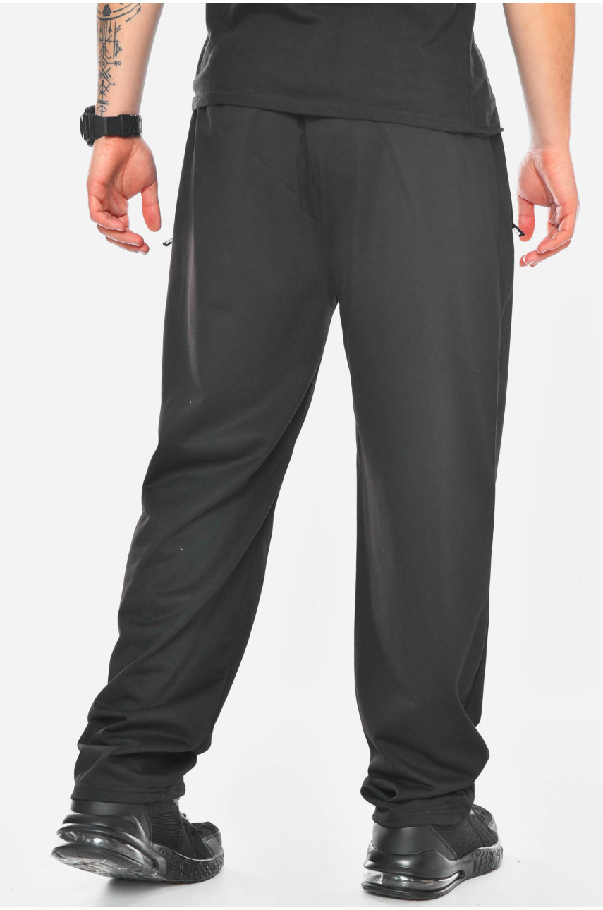 Спортивные штаны мужские полубатальные черного цвета 2095-1 200645