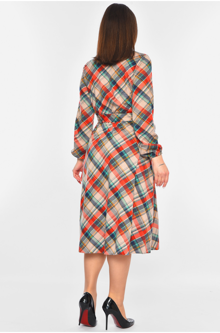 Сукня жіноча бежевого кольору з принтом 912 200654 Сукня жіноча бежевого кольору з принтом 912 200654