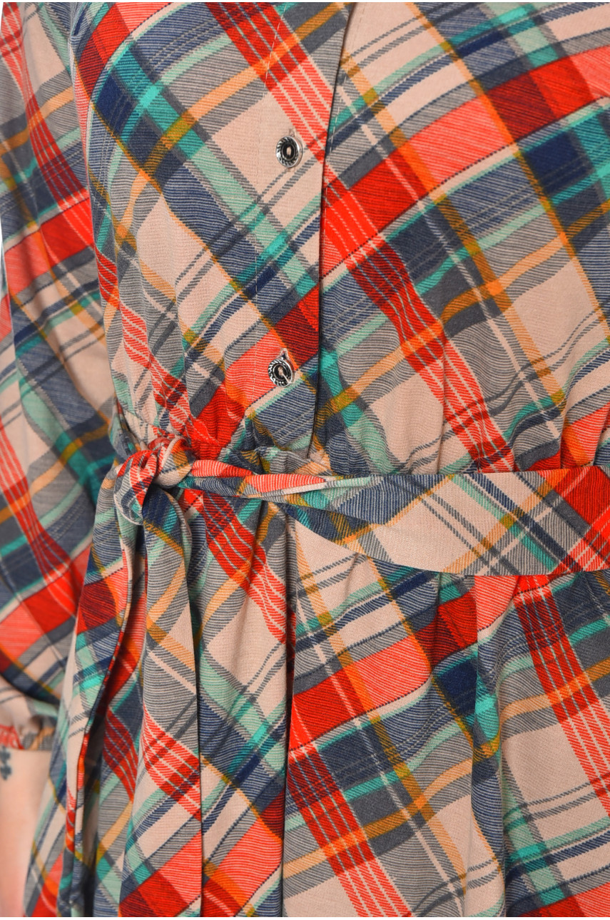 Сукня жіноча бежевого кольору з принтом 912 200654 Сукня жіноча бежевого кольору з принтом 912 200654