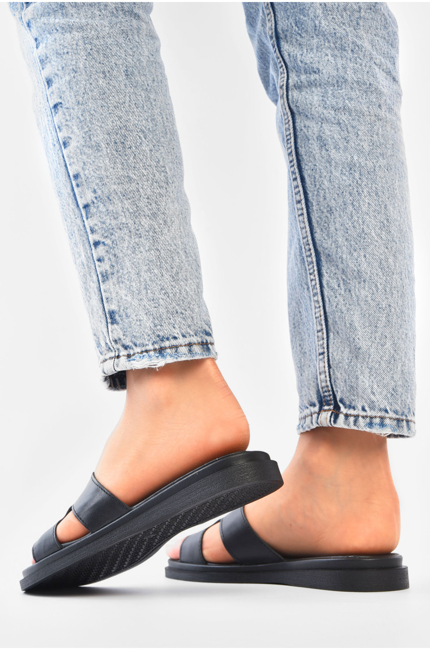 Шльопанці жіночі чорного кольору 94-кож. 200668 Шльопанці жіночі чорного кольору 94-кож. 200668