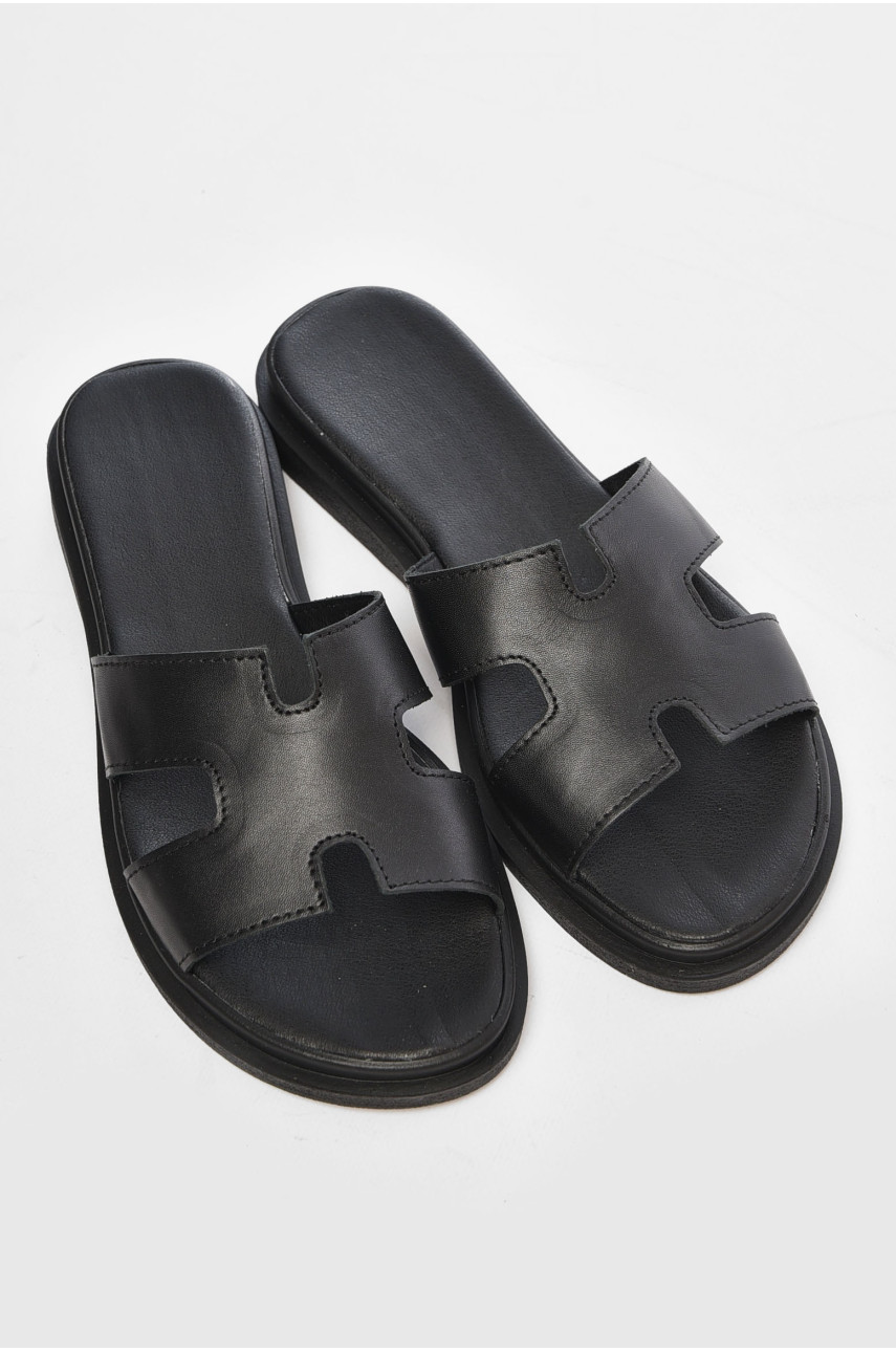Шльопанці жіночі чорного кольору 94-кож. 200668 Шльопанці жіночі чорного кольору 94-кож. 200668