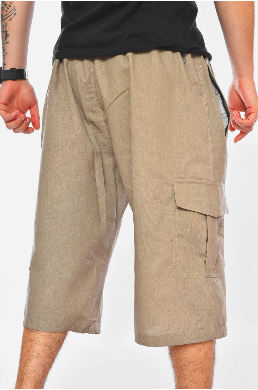 Бриджи мужские полубатальные бежевого цвета 2107 200683 Бриджи мужские полубатальные бежевого цвета 2107 200683