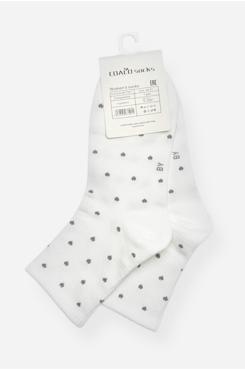 Шкарпетки жіночі демісезонні білого кольору BY7521 200732 Шкарпетки жіночі демісезонні білого кольору BY7521 200732