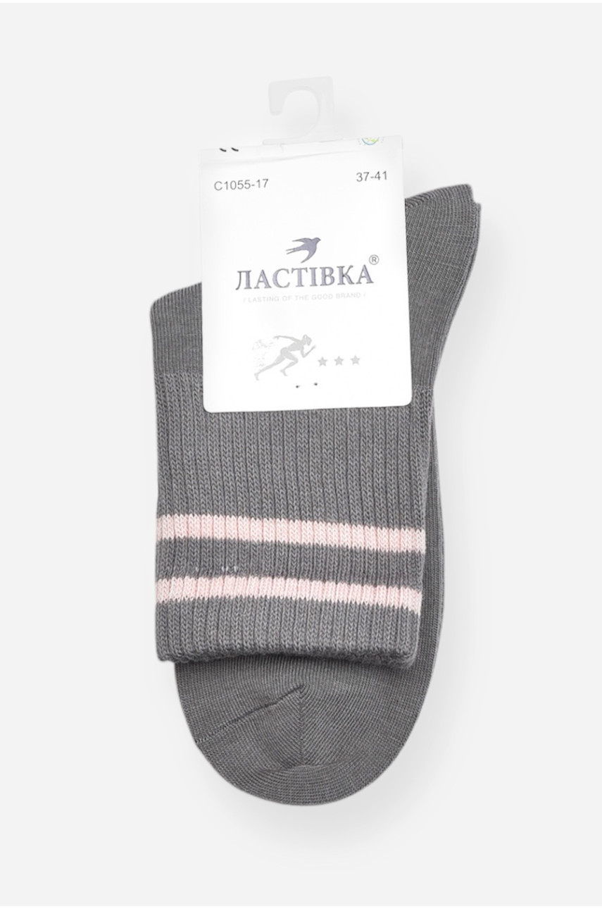 Носки женские демисезонные тёмно-серого цвета C1055-17 200738