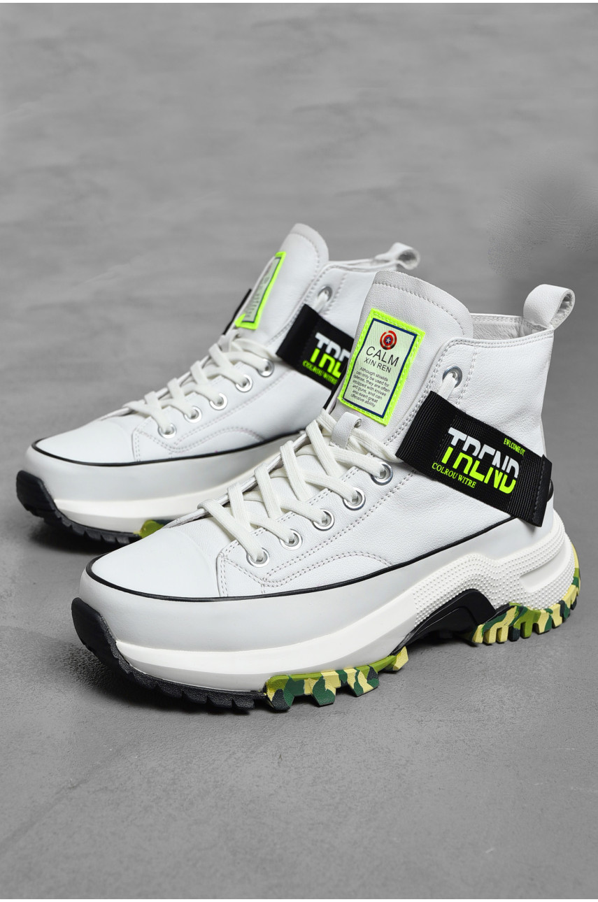 Кросівки чоловічі білого кольору на шнурівці натуральна шкіра 3353 200764 Кросівки чоловічі білого кольору на шнурівці натуральна шкіра 3353 200764