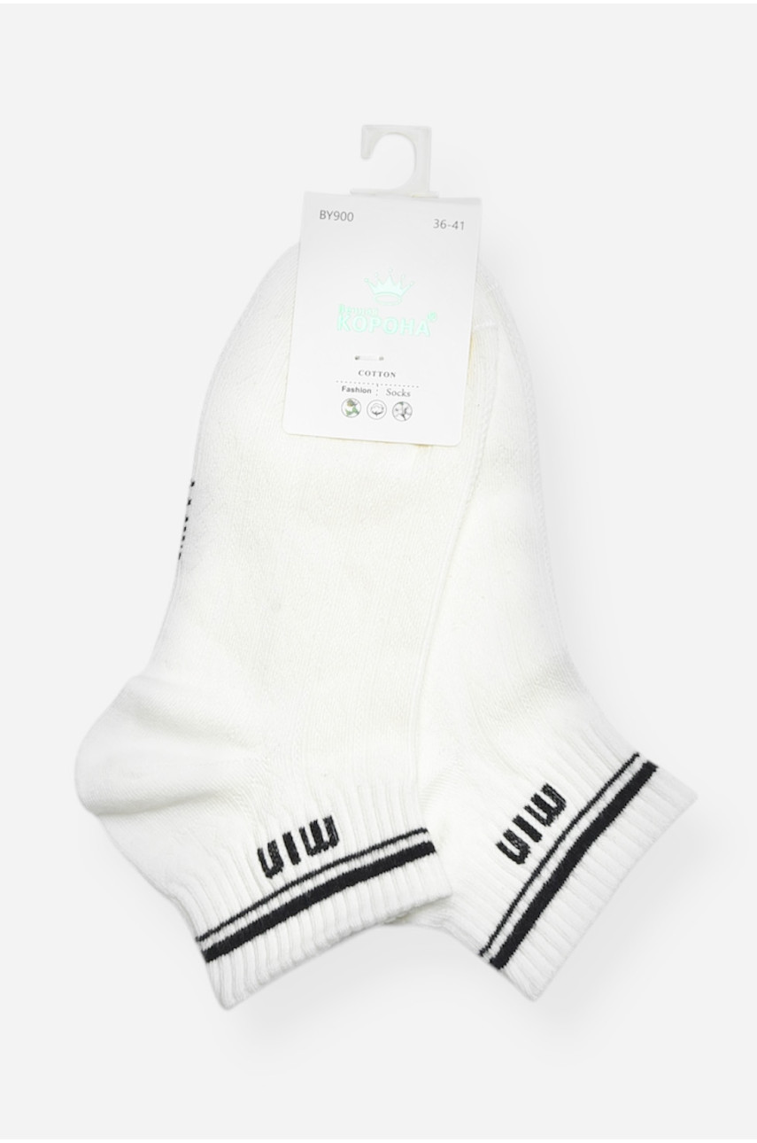 Шкарпетки жіночі демісезонні спортивні білого кольору BY900 200788 Шкарпетки жіночі демісезонні спортивні білого кольору BY900 200788