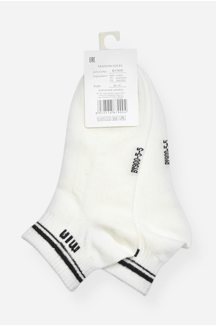 Шкарпетки жіночі демісезонні спортивні білого кольору BY900 200788 Шкарпетки жіночі демісезонні спортивні білого кольору BY900 200788