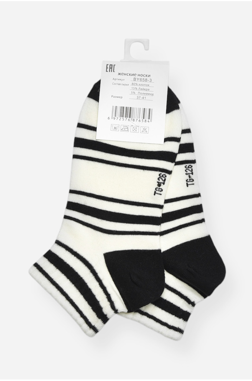 Носки женские демисезонные спортивные белого цвета BY658-3 200793 Носки женские демисезонные спортивные белого цвета BY658-3 200793