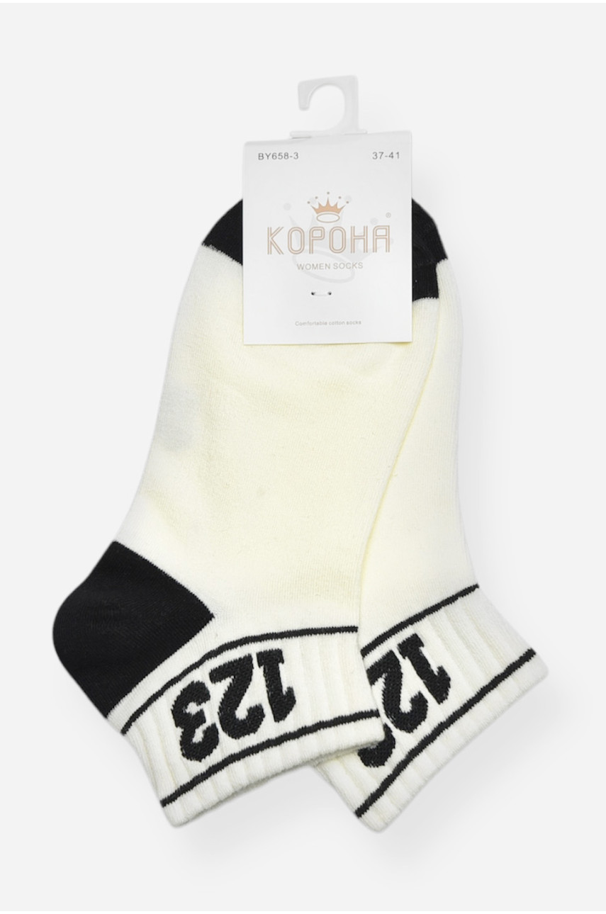 Носки женские демисезонные спортивные белого цвета BY658-3 200794