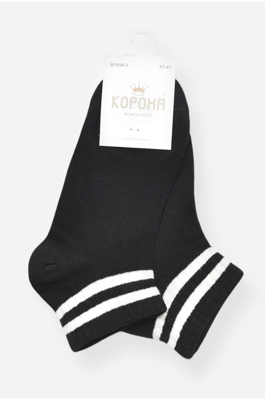 Носки женские демисезонные спортивные черного цвета BY658-3 200796 Носки женские демисезонные спортивные черного цвета BY658-3 200796
