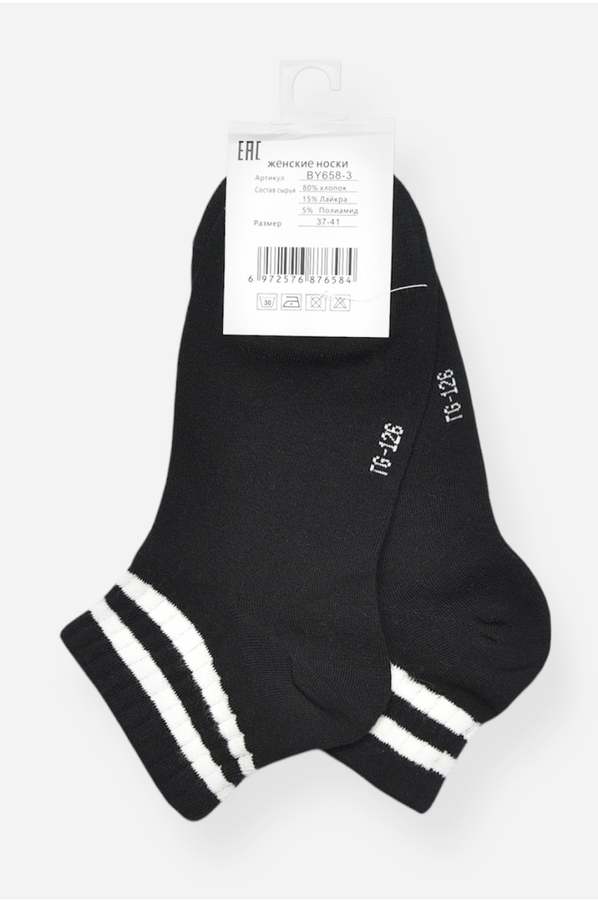 Носки женские демисезонные спортивные черного цвета BY658-3 200796 Носки женские демисезонные спортивные черного цвета BY658-3 200796