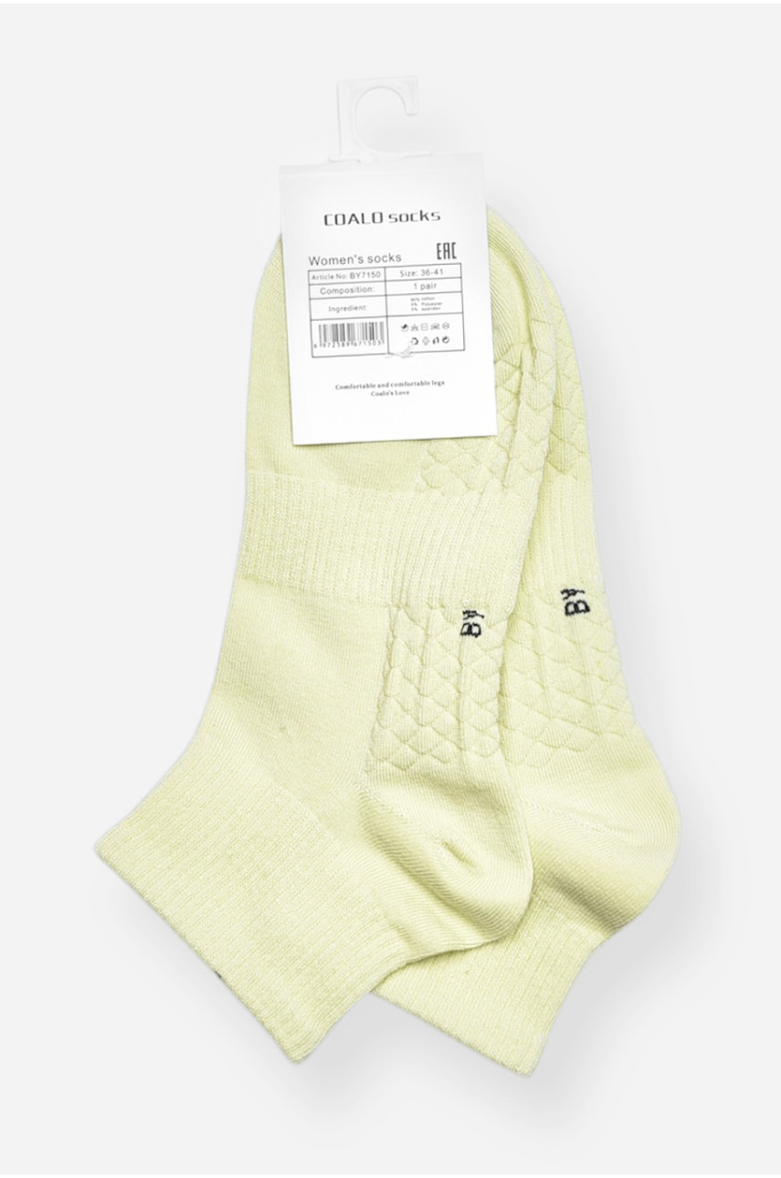 Носки женские демисезонные спортивные светло-зеленого цвета 7150 200801
