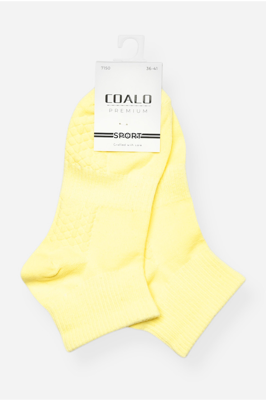 Носки женские демисезонные спортивные светло-желтого цвета 7150 200804