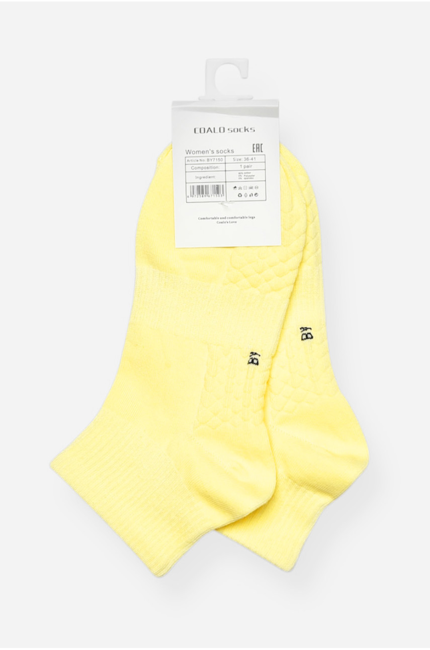 Носки женские демисезонные спортивные светло-желтого цвета 7150 200804