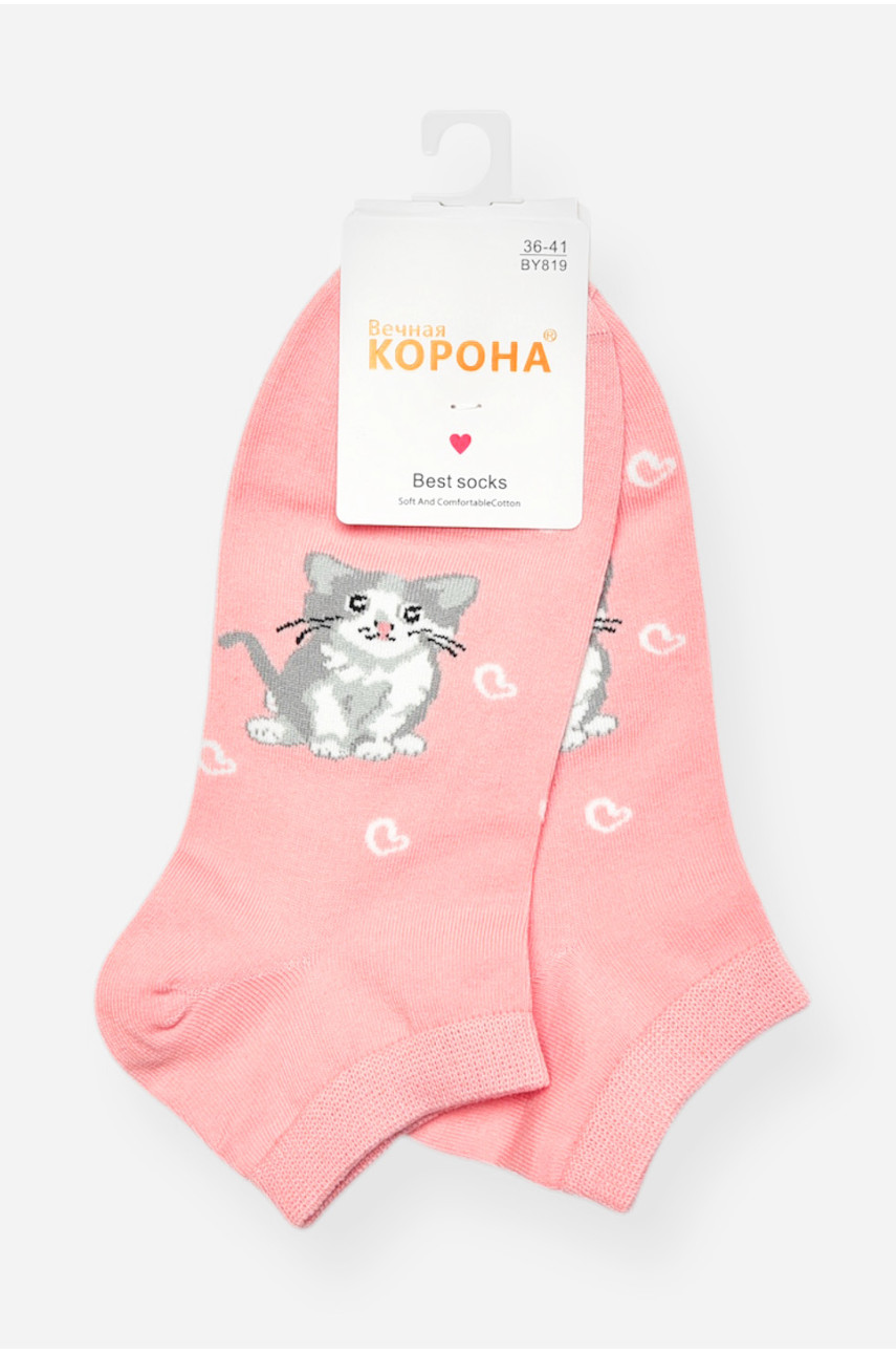 Носки женские демисезонные спортивные розового цвета BY819 200807 Носки женские демисезонные спортивные розового цвета BY819 200807