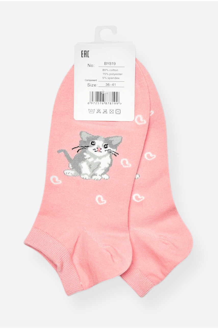 Носки женские демисезонные спортивные розового цвета BY819 200807 Носки женские демисезонные спортивные розового цвета BY819 200807