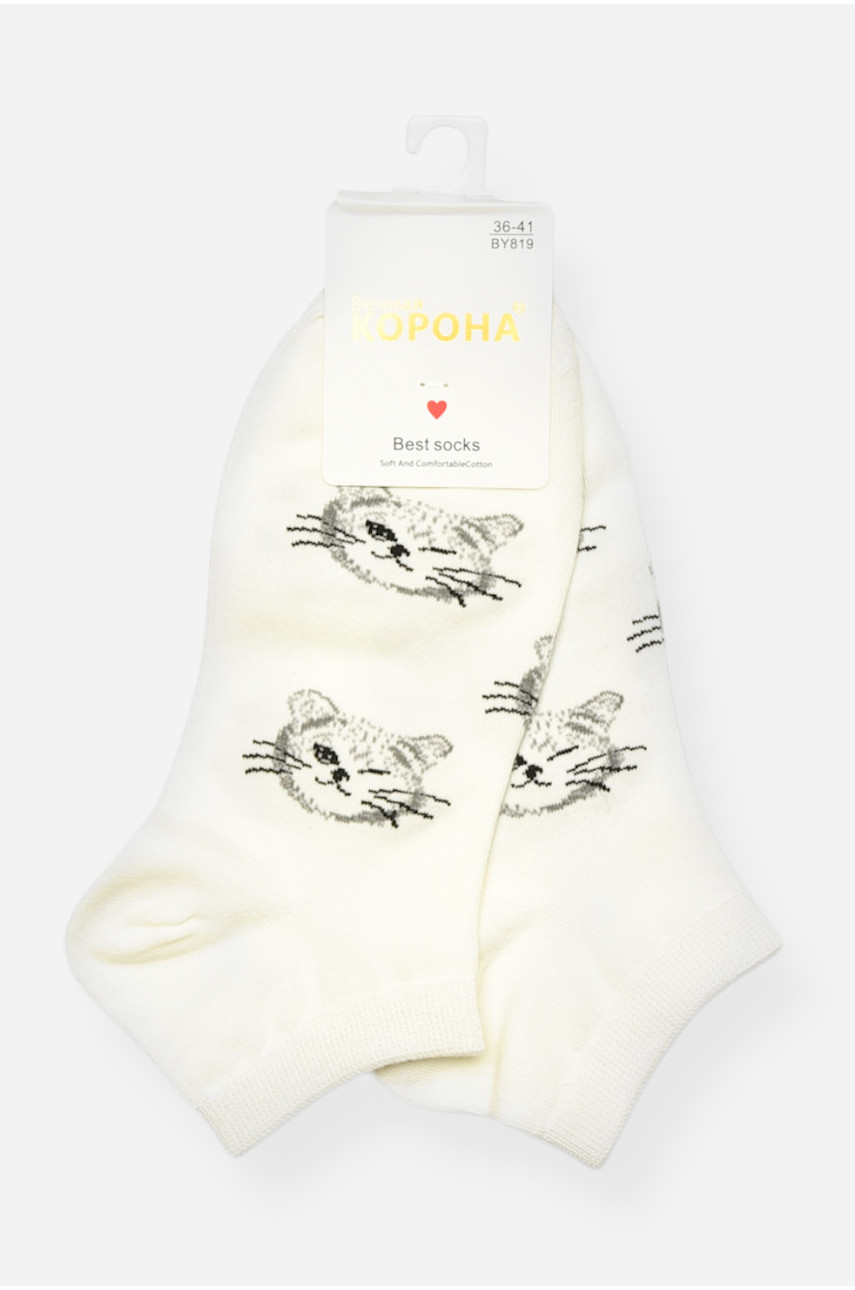 Носки женские демисезонные спортивные белого цвета BY819 200809 Носки женские демисезонные спортивные белого цвета BY819 200809