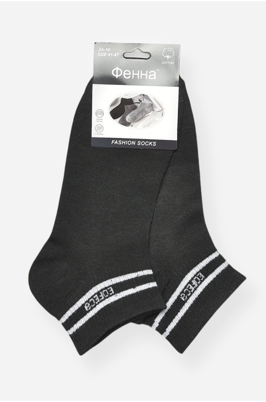Носки мужские демисезонные спортивные черного цвета ZA-10 200861 Носки мужские демисезонные спортивные черного цвета ZA-10 200861