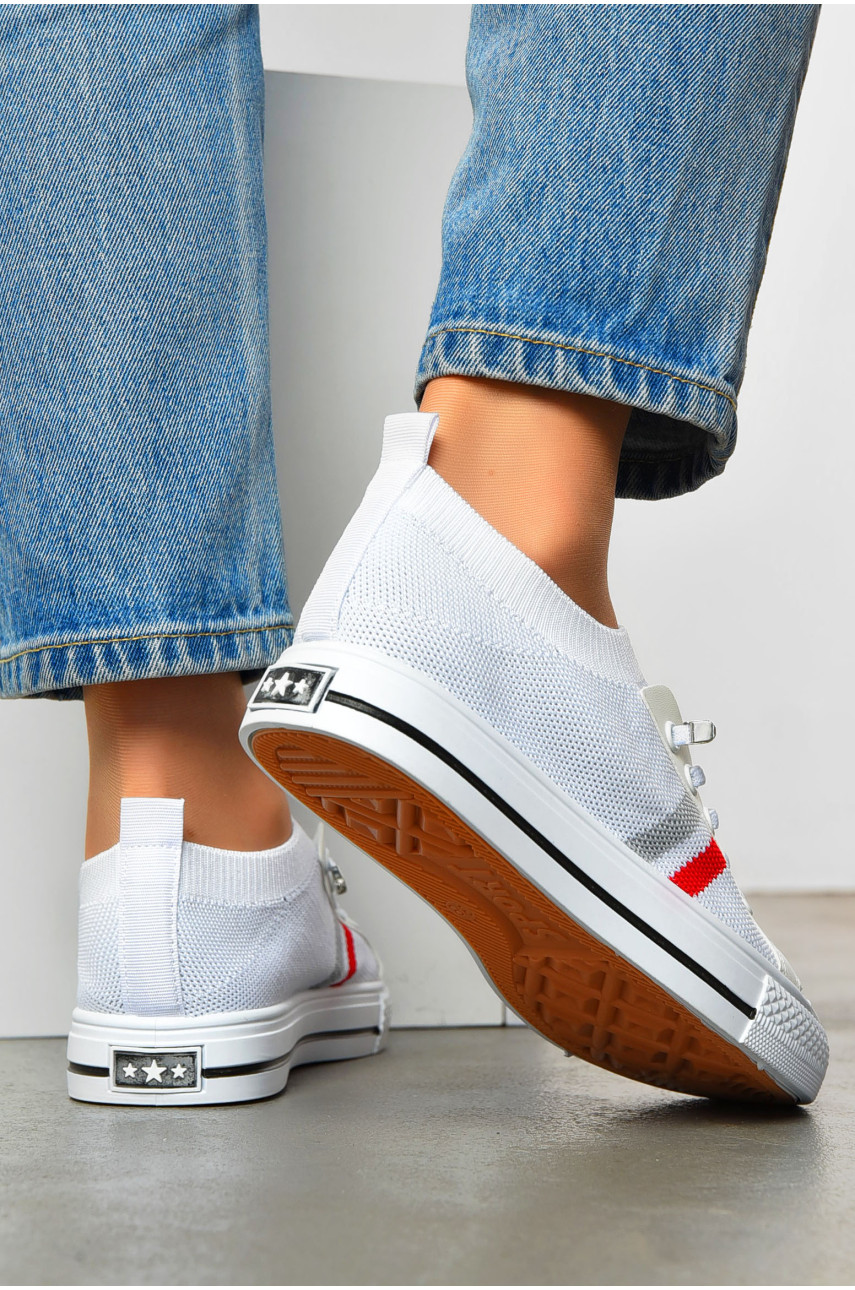 Кеды женские белого цвета на шнуровке текстиль 777-В1092 200893