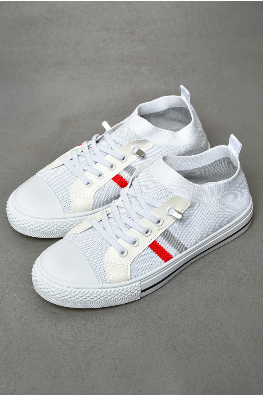 Кеды женские белого цвета на шнуровке текстиль 777-В1092 200893